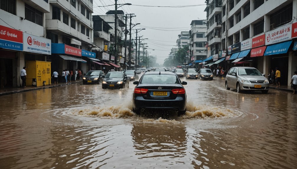 heavy rain causes flooding