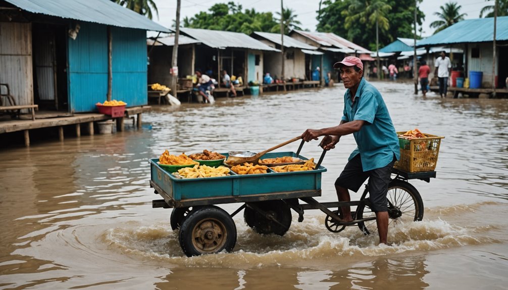 vendors persist despite flooding